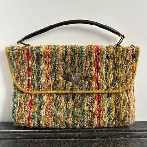 Vintage 60s Original Jerry Terrence Carpet Bag Chunky Rainbow Stripe Tapestry